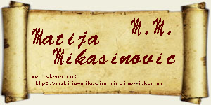 Matija Mikašinović vizit kartica